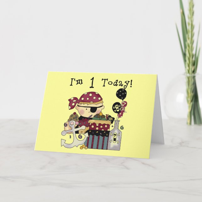 Tarjeta 1.ª Camisetas y regalos piratas de cumpleaños (Anverso)