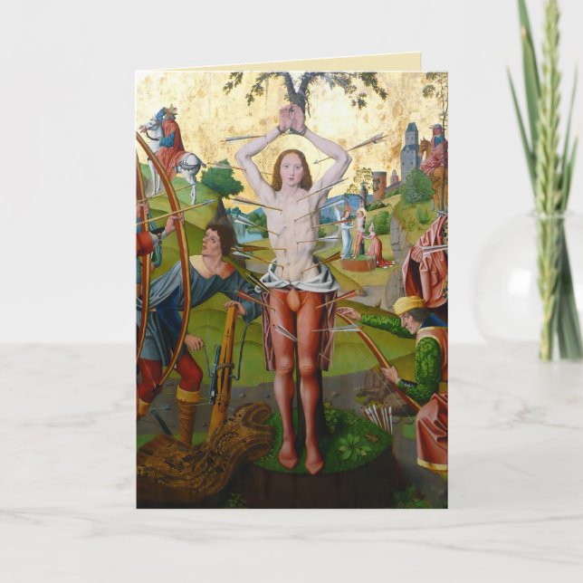 Tarjeta 1.ª martirio de San Sebastián (M 013) (Anverso)