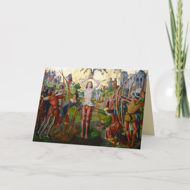 Tarjeta 1.ª martirio de San Sebastián (M 013) (Anverso)