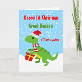 Tarjeta 1.ª Navidad Gran sobrino Dinosaurio T Rex