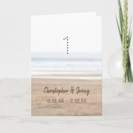 Tarjeta 1.ª playa de surf por aniversario de bodas