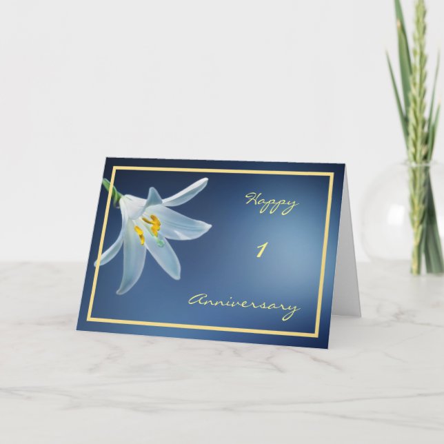 Tarjeta 1.ᵉʳ aniversario Boda desea a Madonna Lily (Anverso)