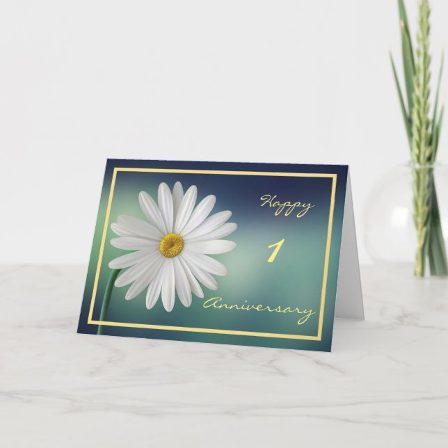 Tarjeta 1.ᵉʳ Aniversario Boda Desea Daisy Elegant (Anverso)