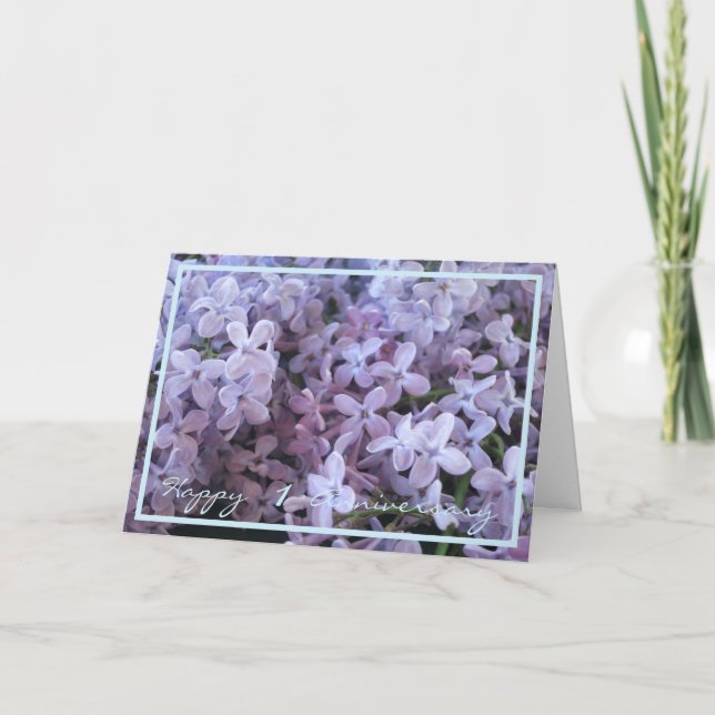 Tarjeta 1.ᵉʳ Aniversario Boda Desearía a Lilac Elegante (Anverso)