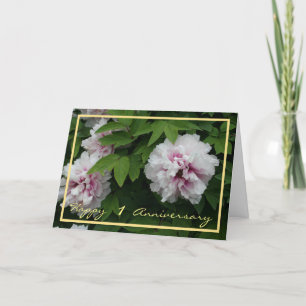 Tarjeta 1.ᵉʳ Aniversario Boda Desearía a los Peonies Elega