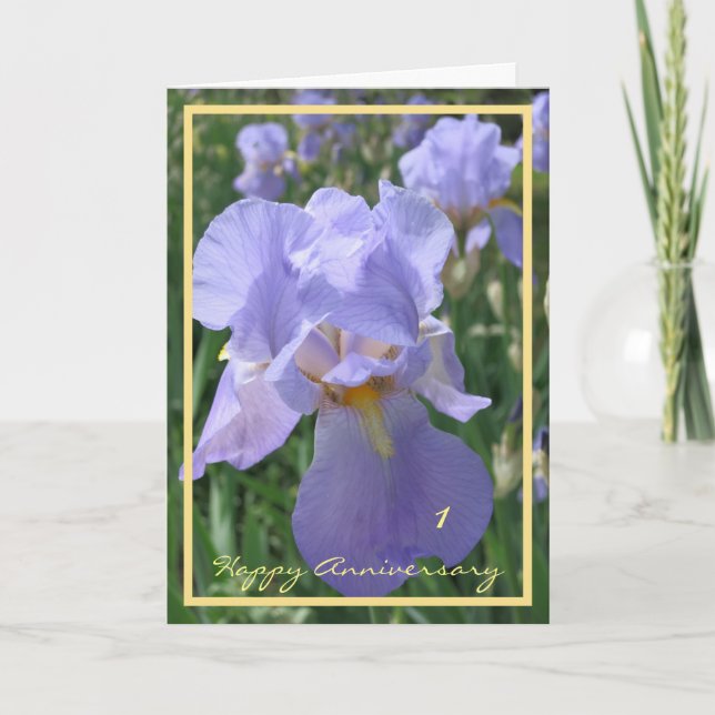 Tarjeta 1.ᵉʳ Aniversario Boda Desearía Iris Purple Elegant (Anverso)