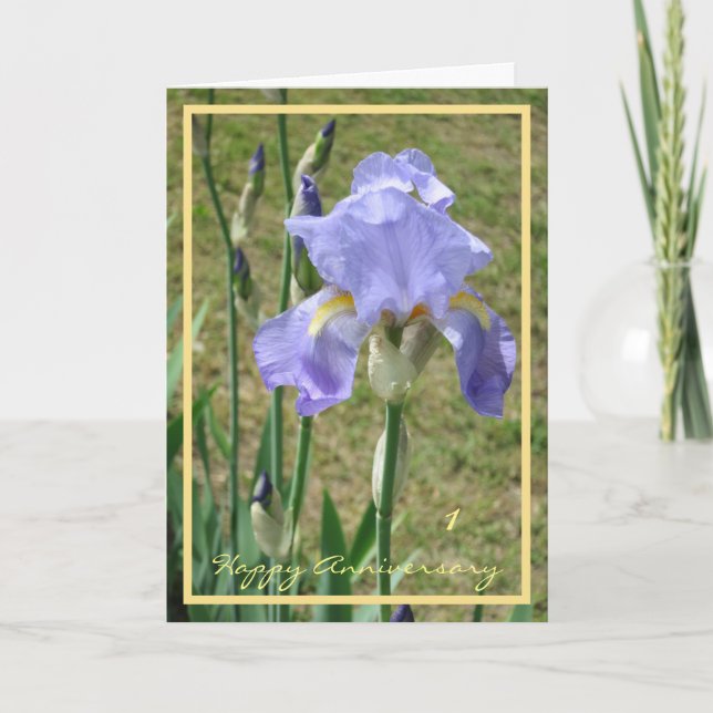 Tarjeta 1.ᵉʳ Aniversario Boda Desearía Iris Purple Elegant (Anverso)