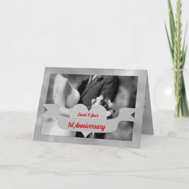 Tarjeta 1.ᵉʳ Aniversario Boda Felicitaciones BW (Anverso)