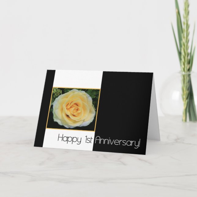 Tarjeta 1.ᵉʳ Aniversario Boda - Rosa amarilla (Anverso)