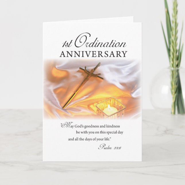 Tarjeta 1.ᵉʳ Aniversario de la Ordenación, Vela Cruzada (Anverso)