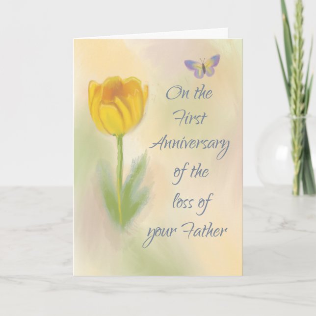 Tarjeta 1.ᵉʳ aniversario de pérdida de la flor acuarela de (Anverso)