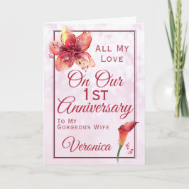 Tarjeta 1.ᵉʳ Aniversario Floral Lily
