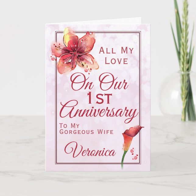 Tarjeta 1.ᵉʳ Aniversario Floral Lily (Anverso)