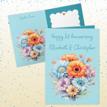 1.ᵉʳ aniversario gerbera flores azul