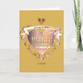 Tarjeta 1.ᵉʳ año Boda de papel de aniversario y corazón de