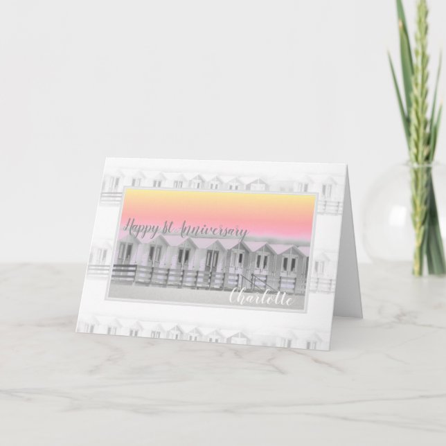 Tarjeta 1.ᵉʳ boda de papel aniversario puesta de sol espos (Anverso)