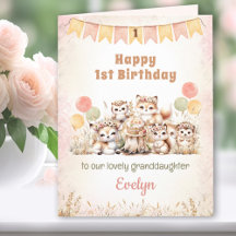 1.ᵉʳ Chica de cumpleaños Animales del Boho Pink Wo