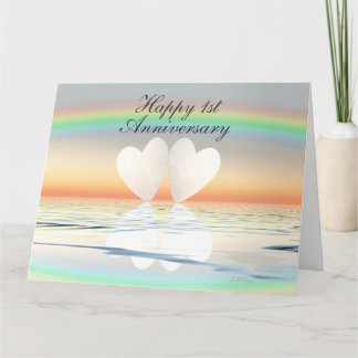 Tarjeta 1.ᵉʳ Corazón de papel de aniversario
