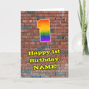 Tarjeta 1.ᵉʳ cumpleaños: Arcoiris divertido inspirado en g