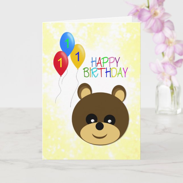 Tarjeta 1.ᵉʳ Cumpleaños Cute Teddy Bear (Orquídea)