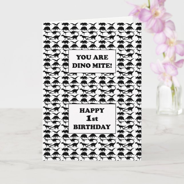 Tarjeta 1.ᵉʳ cumpleaños Dino Mite (Orquídea)