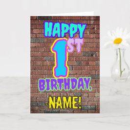 Tarjeta 1.ᵉʳ cumpleaños - Diversión, graffiti urbano inspi