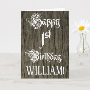 Tarjeta 1.ᵉʳ Cumpleaños: Elegante texto, elegante; aparien