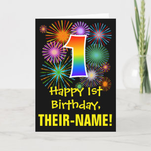 Tarjeta 1.ᵉʳ cumpleaños: Patrón de fuegos artificiales div