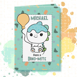 Tarjeta 1.ᵉʳ cumpleaños Personalizado de dinosaurios cután