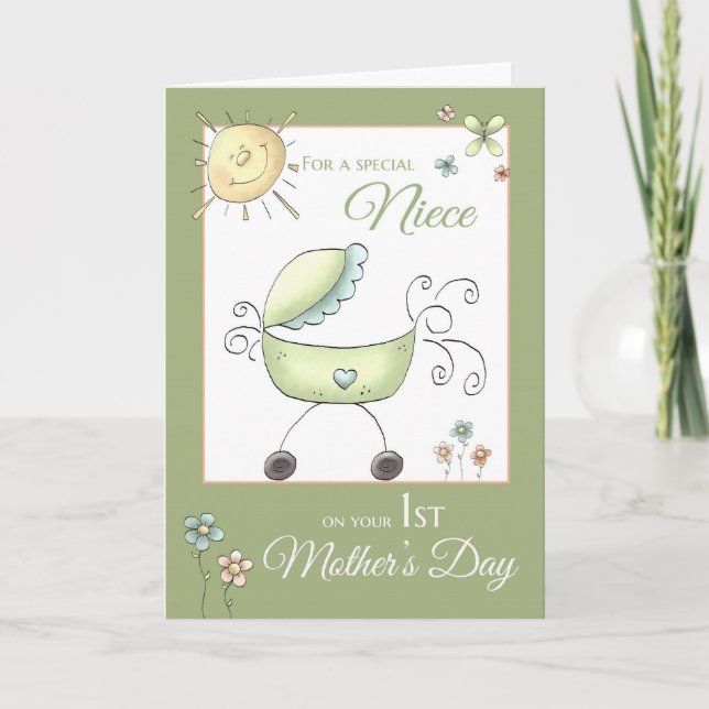 Tarjeta 1.ᵉʳ Día de la Madre - Niña especial - Carriaje pa (Anverso)