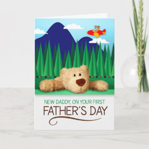Tarjeta 1.ᵉʳ Día del Padre Oso de Teddy y Montaña
