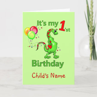 Tarjeta 1.ᵉʳ dinosaurio de cumpleaños