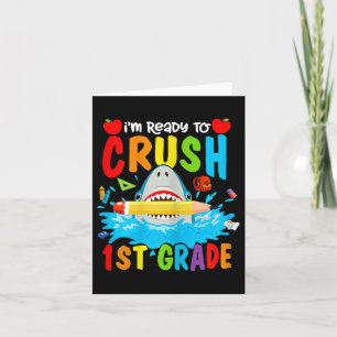 Tarjeta 1.ᵉʳ Grado De Vuelta A La Escuela Niños Tiburones 