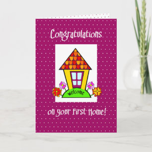 Tarjeta 1.ᵉʳ Hogar Felicitaciones Flores Brillantes