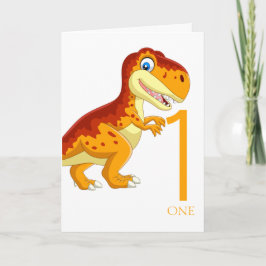 Tarjeta 1.ᵉʳ oro de dinosaurios de cumpleaños