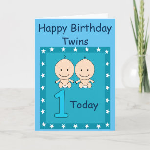 Tarjeta 1.ᵉʳ Personalizado de niños gemelos de cumpleaños