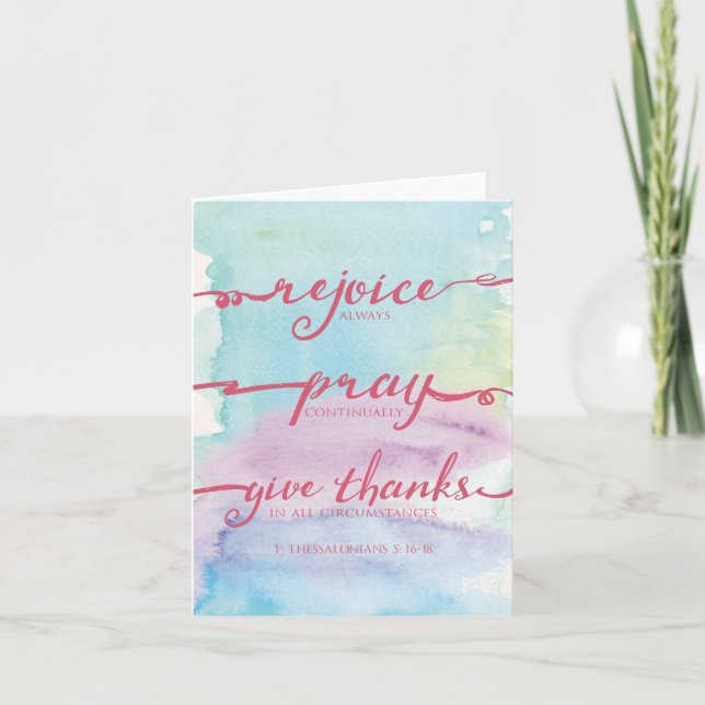 Tarjeta 1 5:16 de Thessalonians - 18 acuarela Notecard (Anverso)