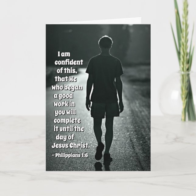 Tarjeta 1:6 de los filipenses él que ha comenzado una (Anverso)