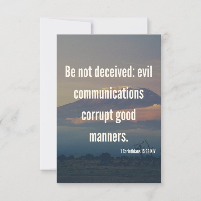 Tarjeta 1 Corinthians 15:33 Biblia Verse Pic Flat Greeting (Anverso)