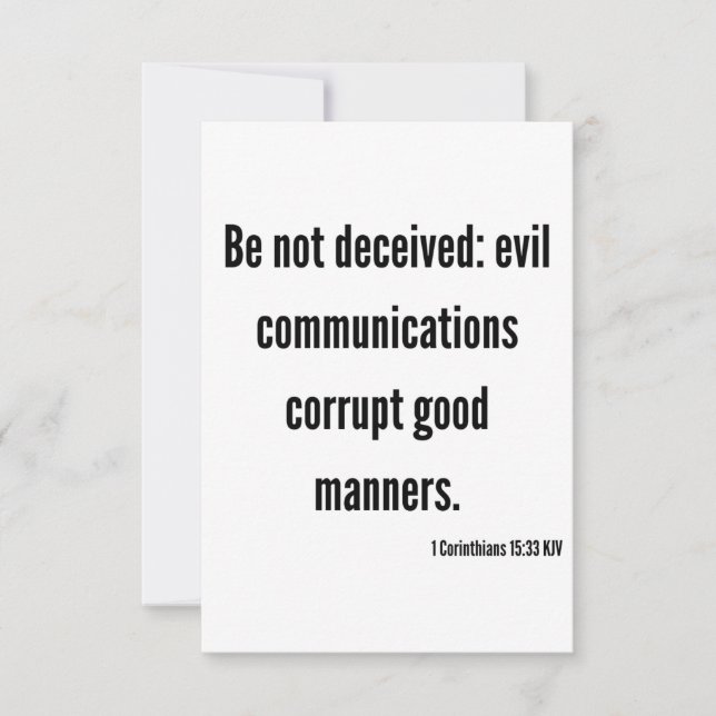 Tarjeta 1 Corinthians 15:33 KJV Biblia Verse Flat Greeting (Anverso)