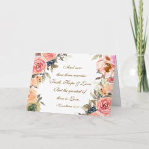 Tarjeta 1 Corintios 13:13 Fe Hope Love Bible Verse