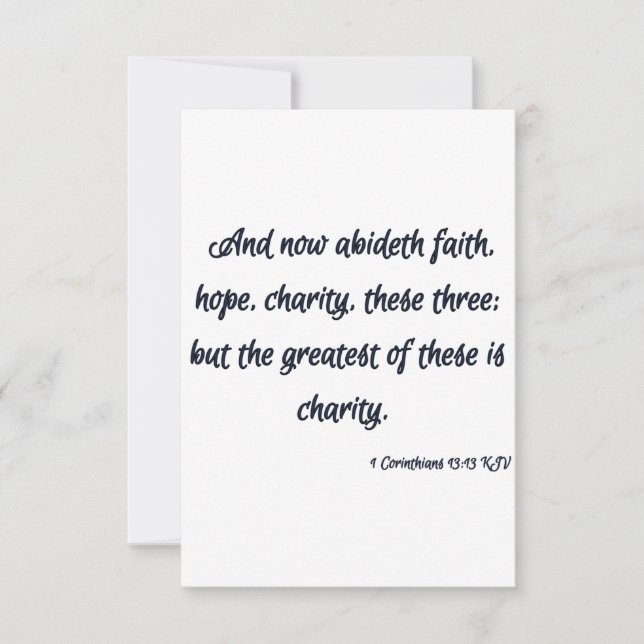 Tarjeta 1 Corintios 13:13 KJV Biblia Scripture Saludo (Anverso)