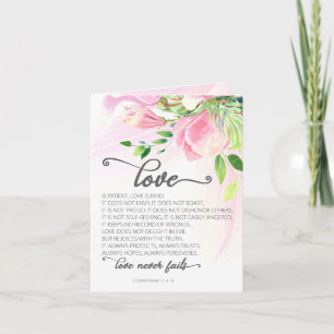 Tarjeta 1 Corintios 13:4-8 El Amor es Paciente Rosa Magnol