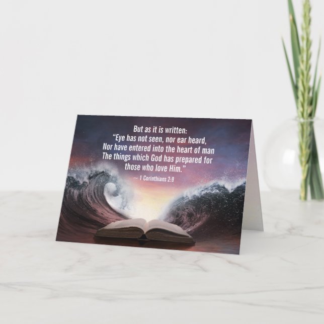 Tarjeta 1 Corintios 2:9 No se ha visto ni oído el ojo, (Anverso)