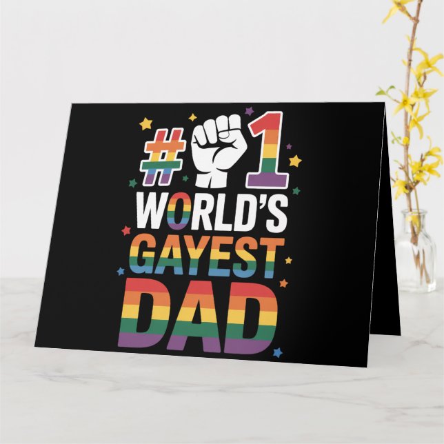 Tarjeta #1 Día LGBT del padre gay más gay del mundo (flor amarilla)