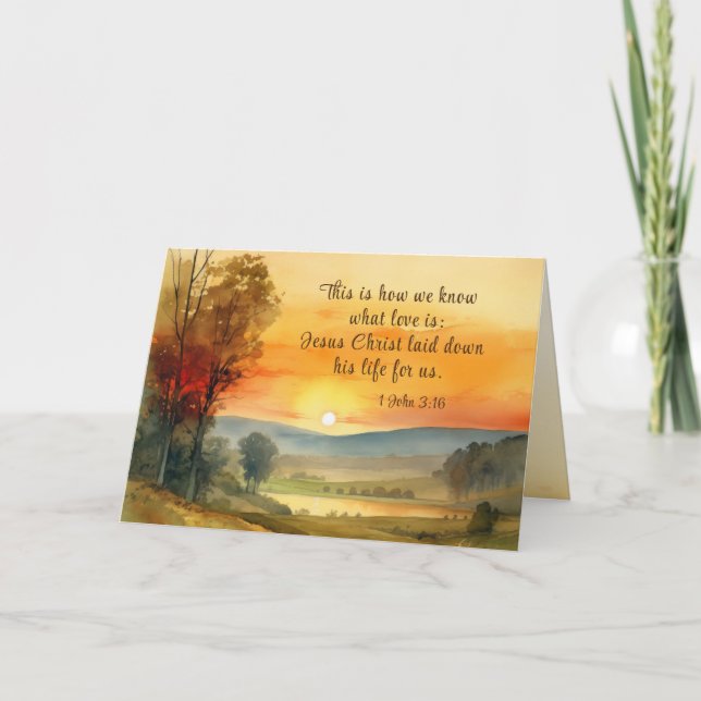 Tarjeta 1 Juan 3:16 Jesús nos dio su vida (Anverso)