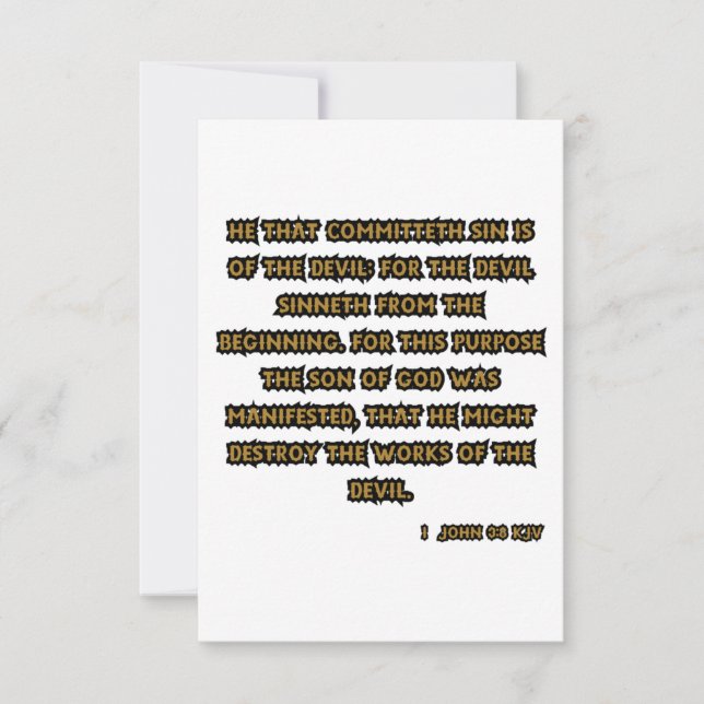 Tarjeta 1 Juan 3:8 KJV Saludo de Escritura de Biblia (Anverso)