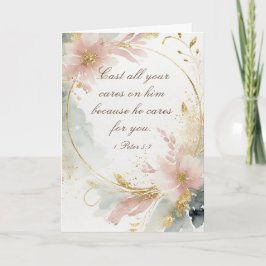 Tarjeta 1 Peter 5:7 Arroja todos sus cuidados sobre su ver