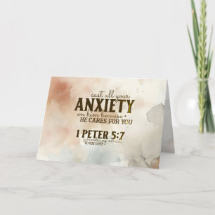 Tarjeta 1 Peter 5:7 Arrojar tu ansiedad sobre Su Biblia Ve