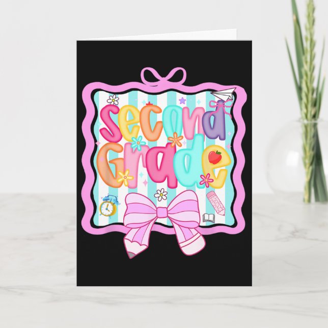 Tarjeta 1er día de 2do grado preppy  (Anverso)